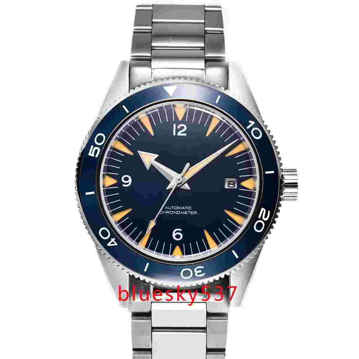 41mm black blue dial Sapphire Glass Japan NH35 Automatic Mens Watch CUSTOM LOGO