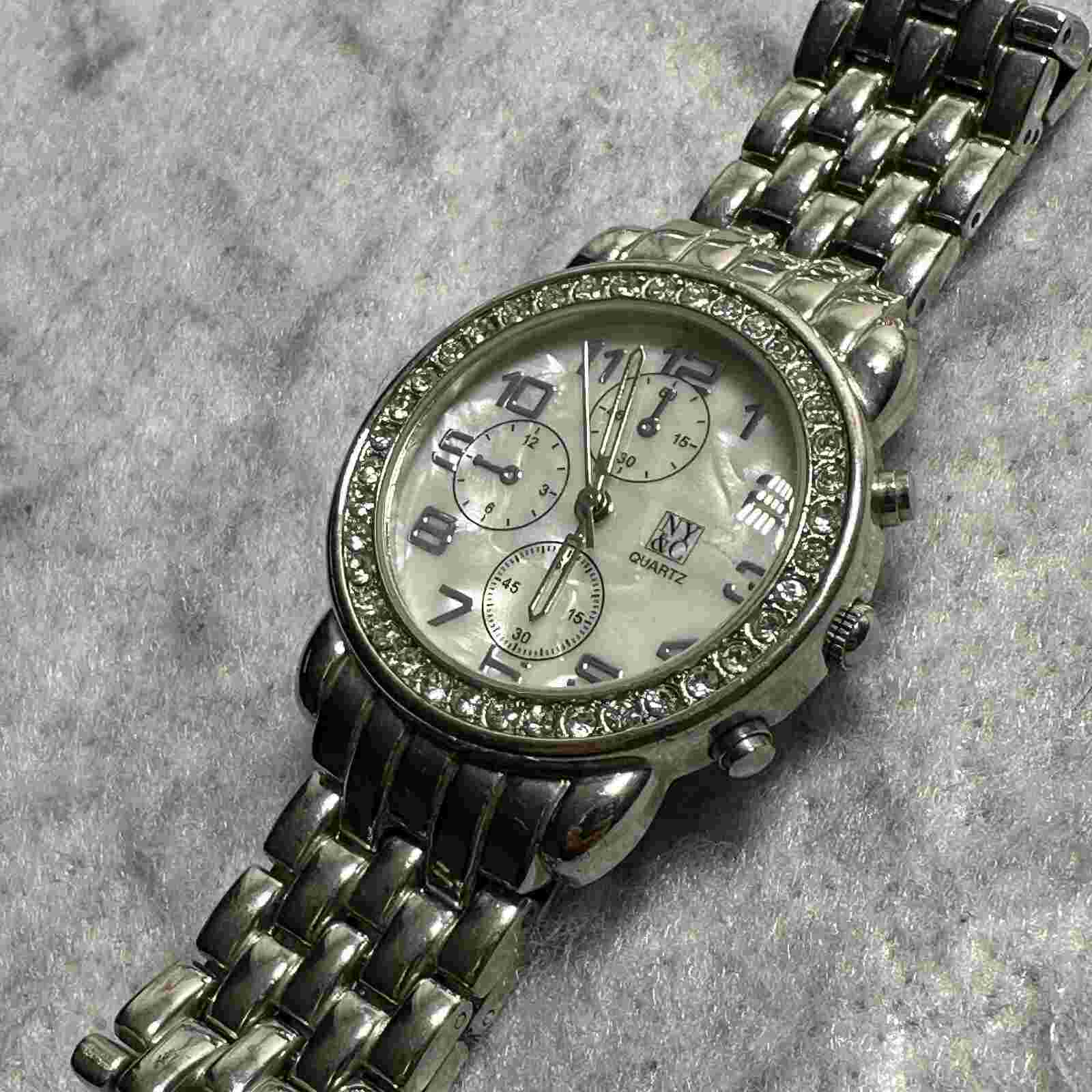 NY&C Quartz Watch Womens Mother of Pearl Dial Silver Case and Band New Battery