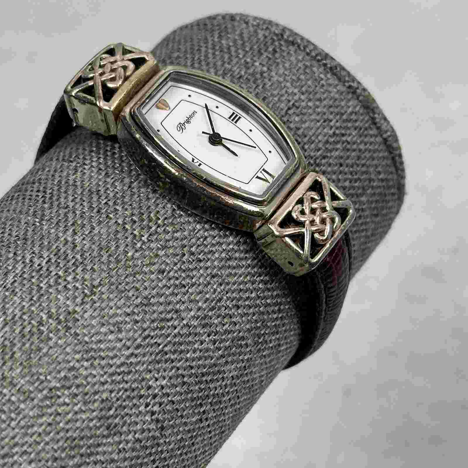 Brighton Watch 20mm Silver Tone Canterbury Brown Leather Band New Battery