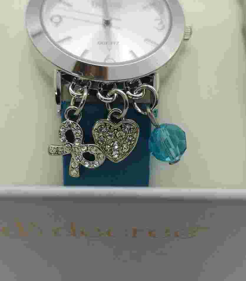 Decree Womens Ladies Wrist Watch w/  Charms - Blue Band - Quartz - NEW - NIB