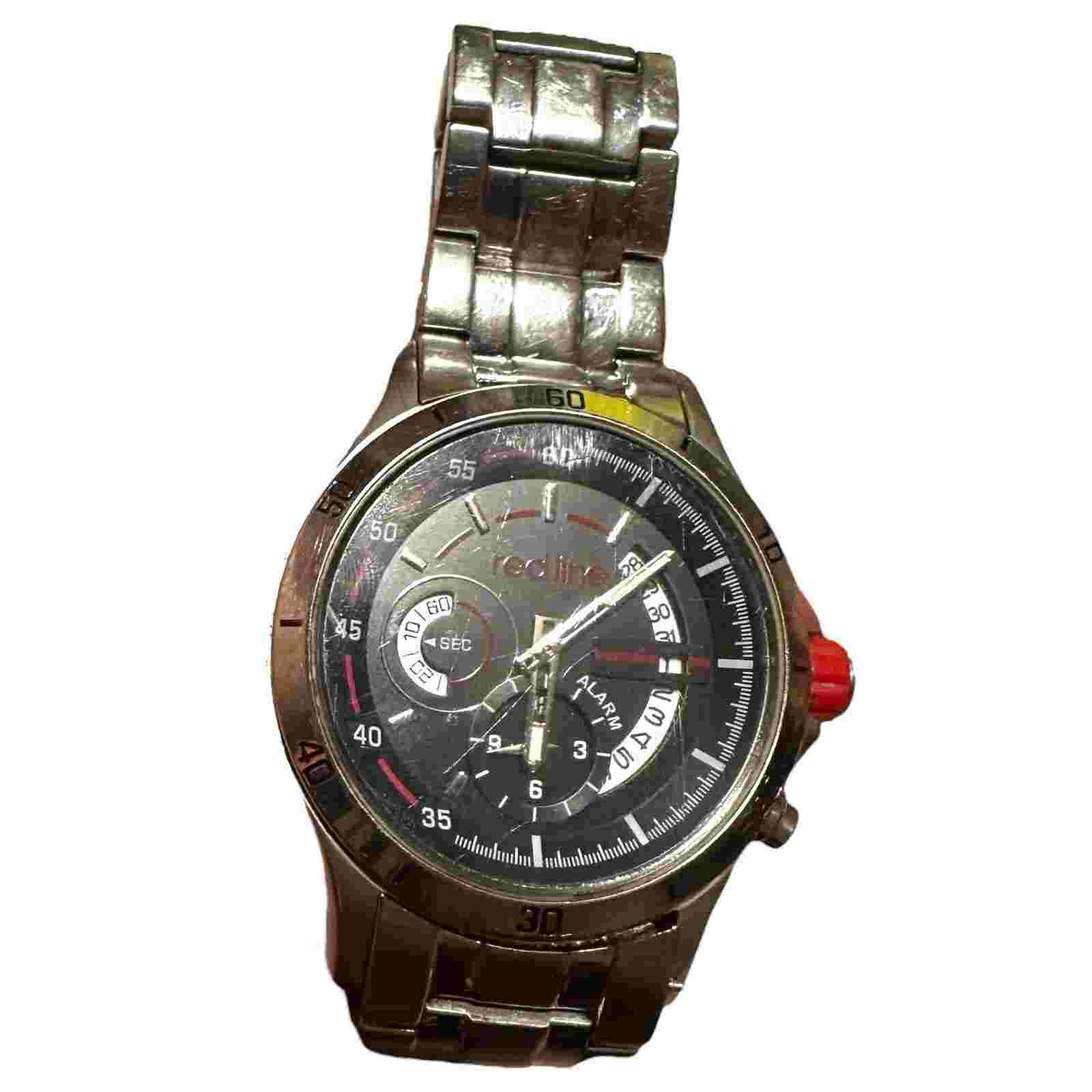 Red Line Men’s Watch Stainless Steel Water Resistant Mineral Crystal Chronograph