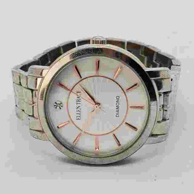 Women Watch 34MM Gray Case White Dial Gray Bracelet Band 6.25" Wrist New Battery