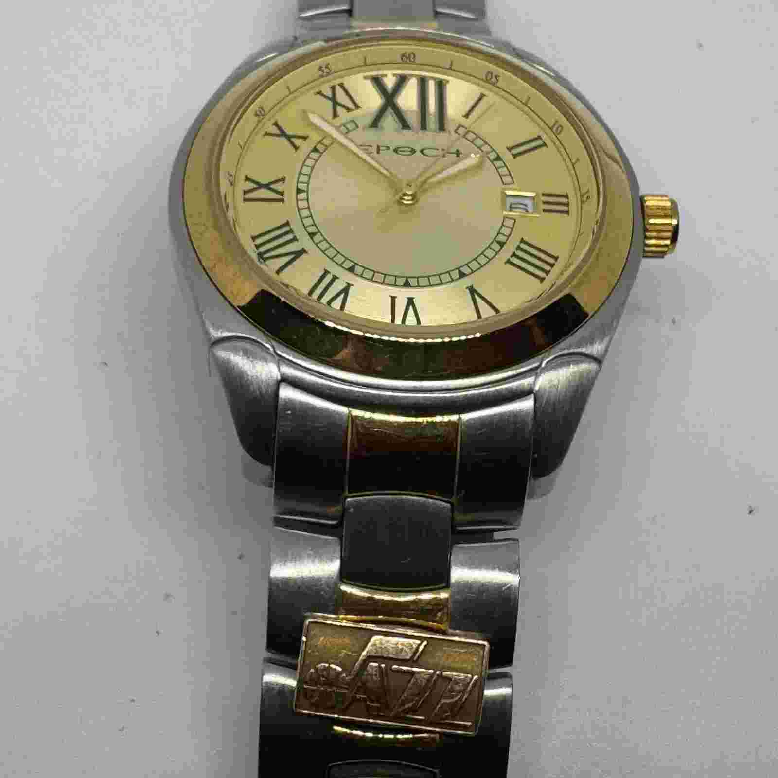 Epoch Quartz Watch Jazz KP-2010 Men 100m Dual Tone Steel Roman Date New Battery