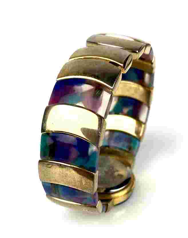 Xanadu Pearlized Dial Round Gold Tone Case Cuff Bracelet Women's Watch New Batt