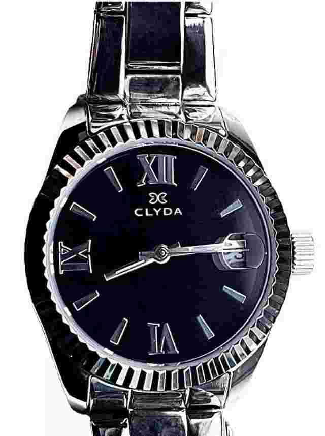 Clyda Women’s Watch - Quartz Analog - Black/Silver Dial - Silver Steel Bracelet