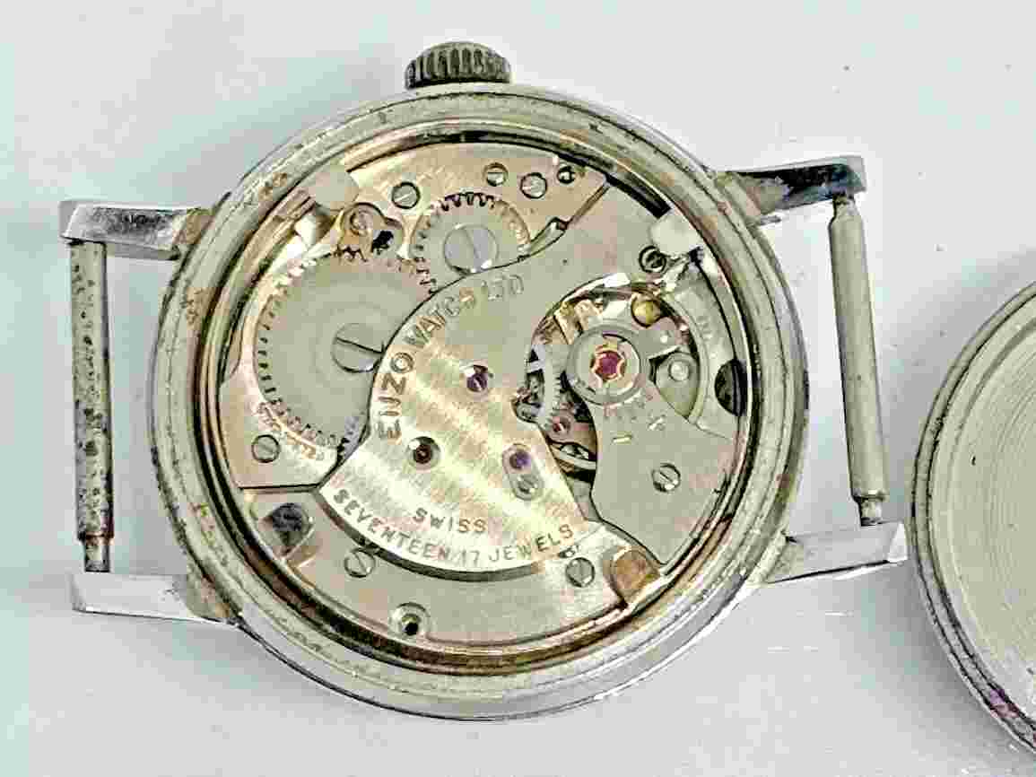 Vintage Enzo Watch Men's Cal 1686 17J 1960's Swiss Works Denex Case