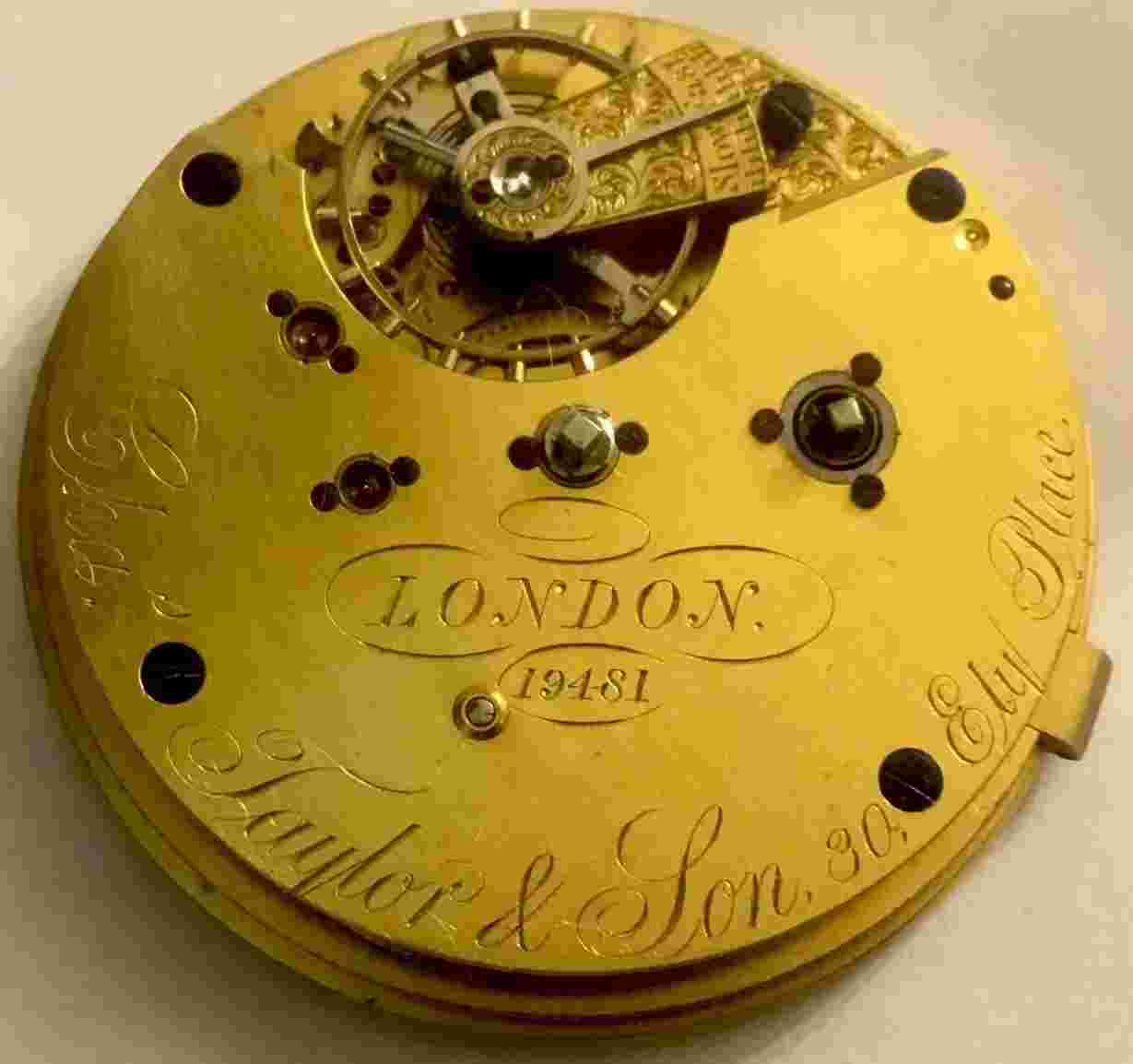 Cha’s Taylor & Sons, London. No 19481 English Lever Escapement movement, c.1860