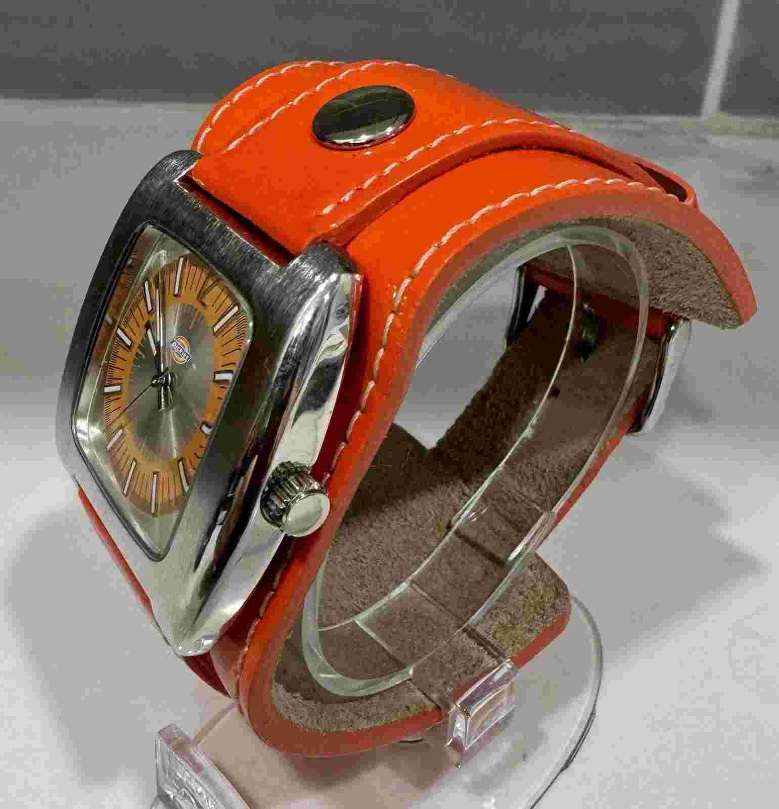 Vintage Dickies Orange Watch With Leather Band