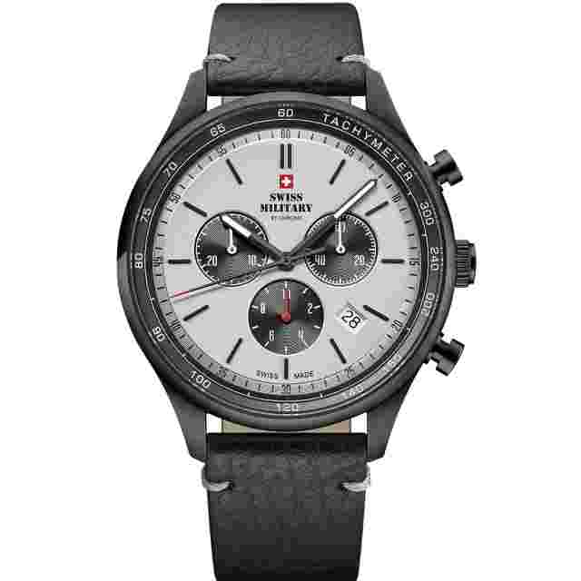 SWISS MILITARY SM34081.11 Swiss Made Chronograph Leather Strap Men's Watch