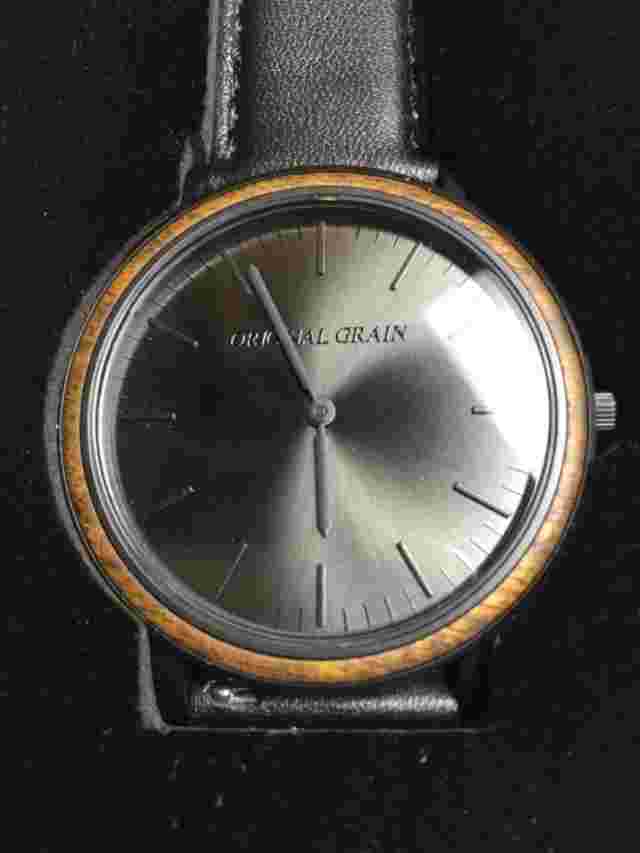 Original Grain Matte Black Matte Ebony Wood Black Lthr Mens Watch OG-4020-03-E-B