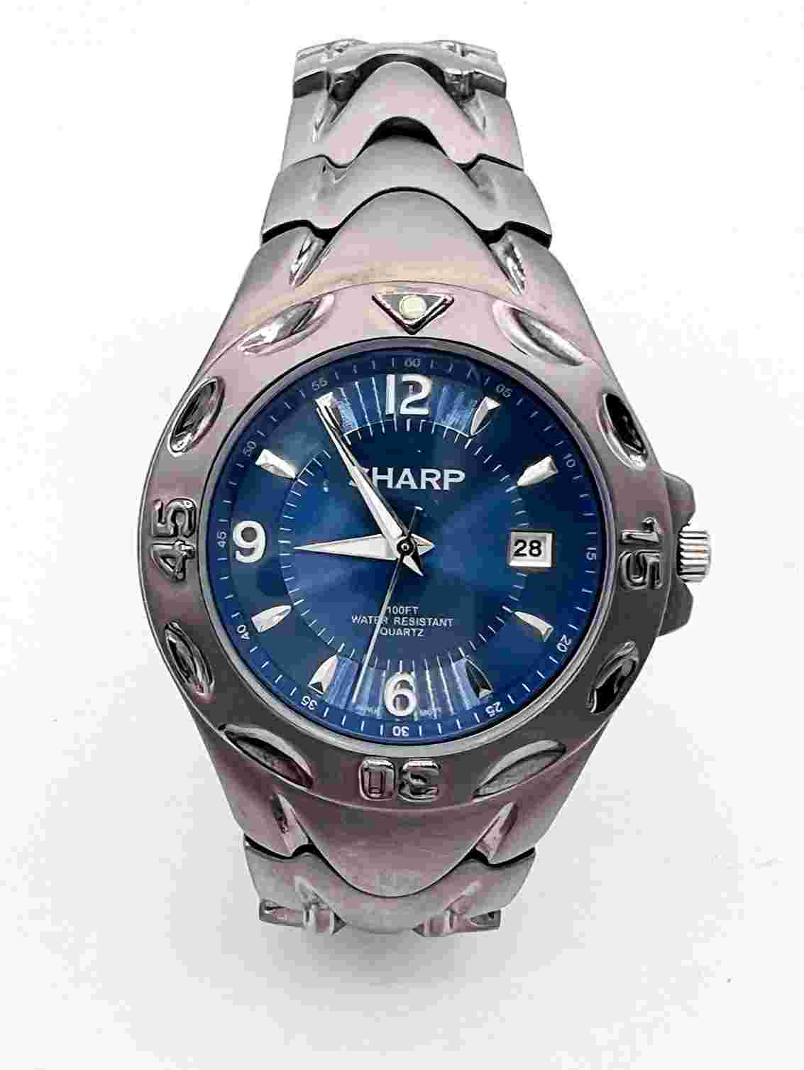 Sharp Men's Watch 40mm Blue Dial Gunmetal Band SHP2084 Water Res 100 FT