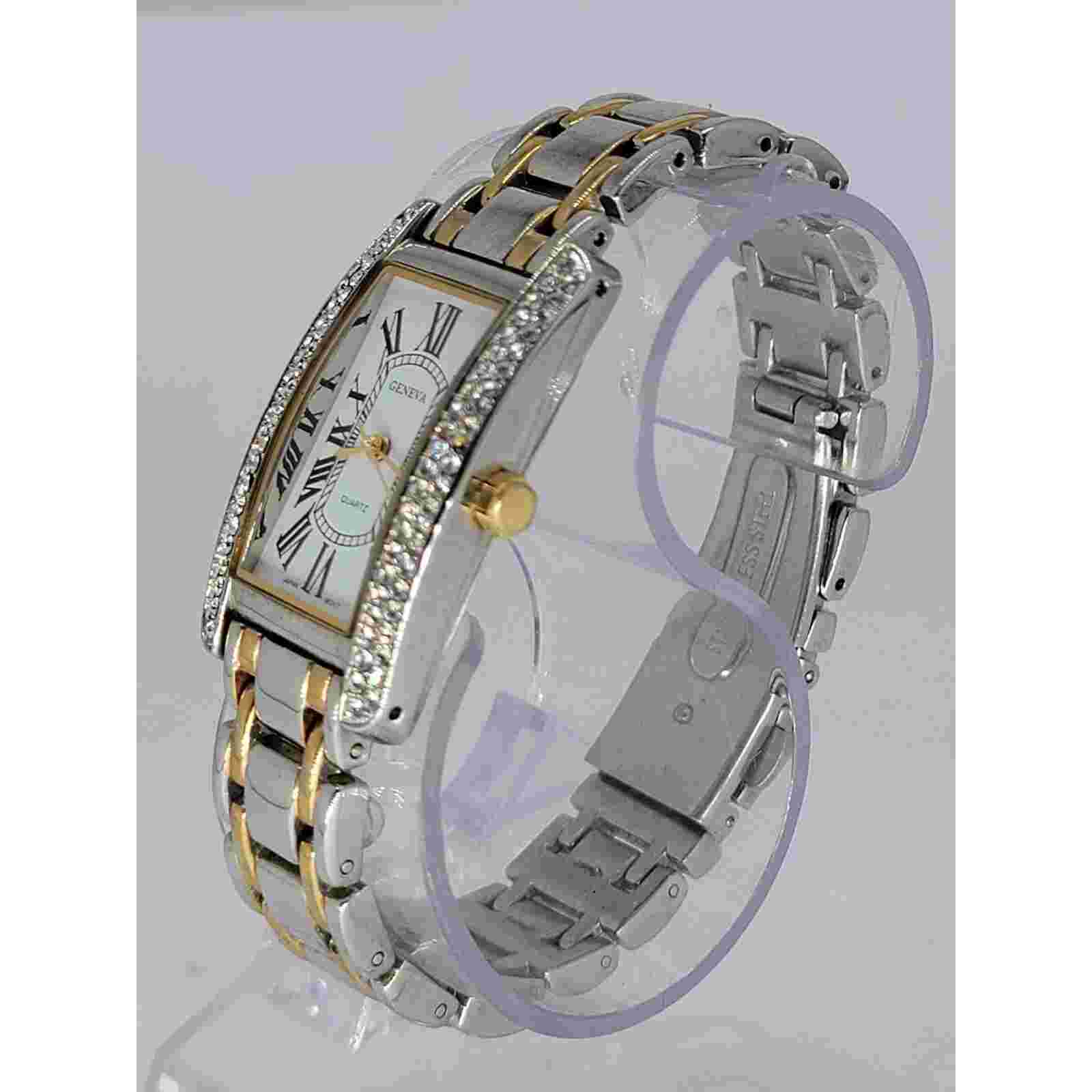 GENEVA Women's Shining Bling Ladies Bejeweled Quartz Steel Bracelet Watch