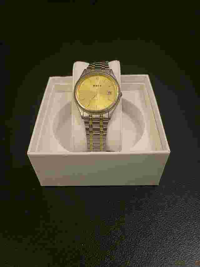 Vintage BRUT Watch Mens Gold&Silver Stainless Steel Classic Quartz Japan Movt