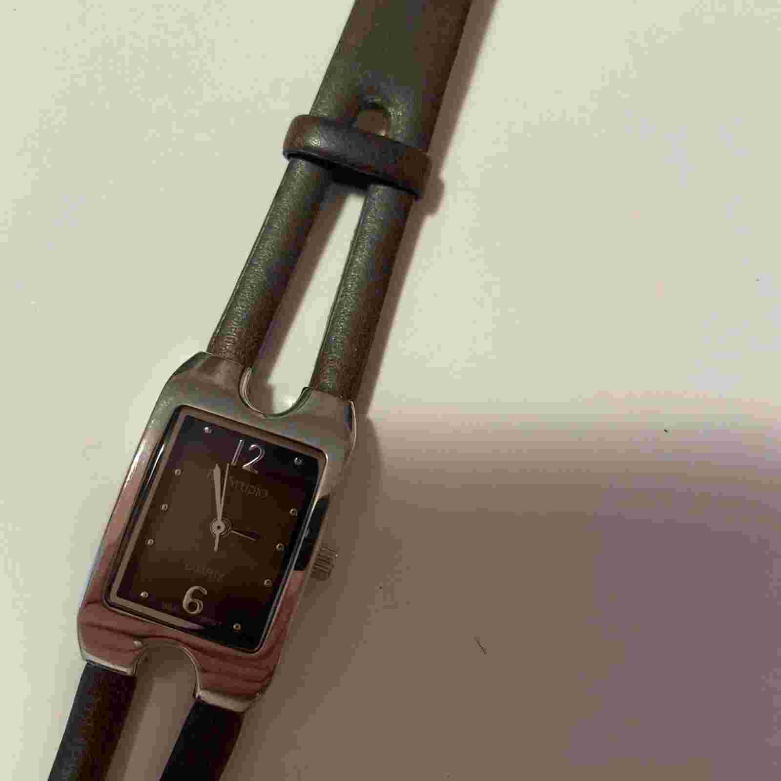 Bay Studio Women Watch 9” Rectangle Dial Brown Band New Battery