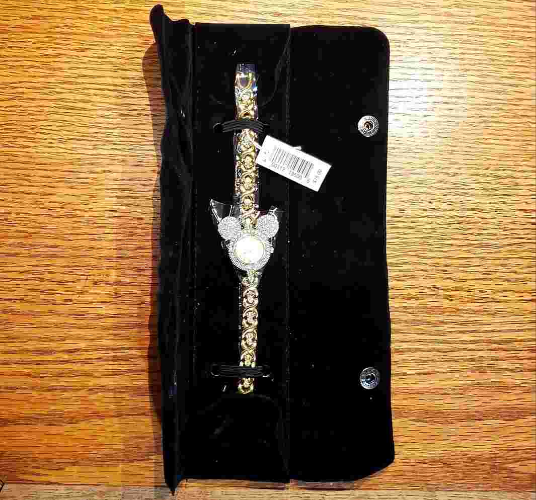 Disney Time Works Women's Mickey Mouse watch with crystals and pouch - NEW, MINT