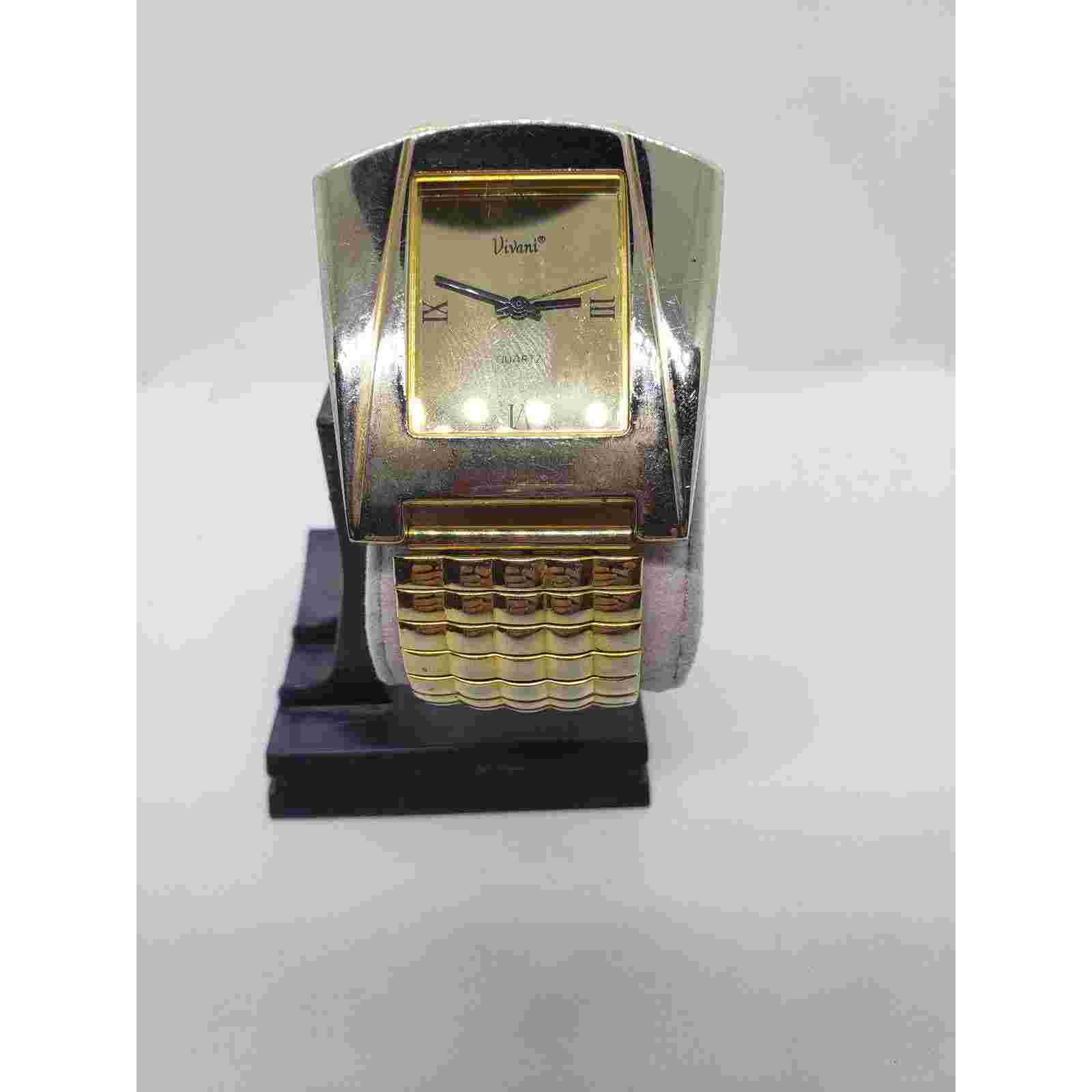 Vivani women's watch, Large Gold iridescent face, Two toned metal b and