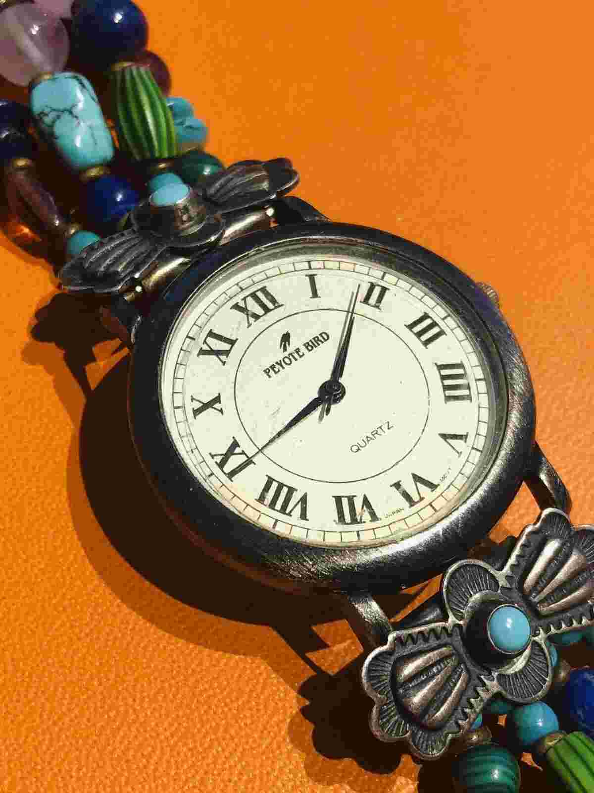 Peyote Bird Designs Turquoise Semiprecious Beads Women’s Bracelet Watch