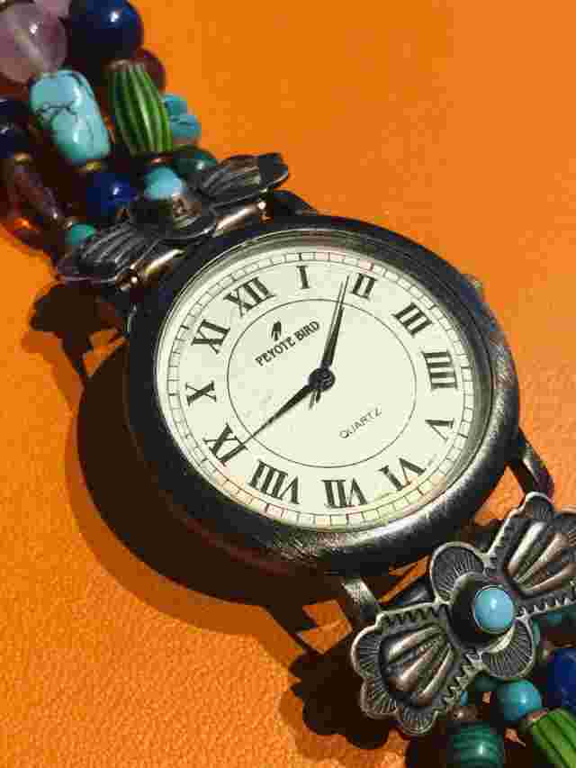 Peyote Bird Designs Turquoise Semiprecious Beads Women’s Bracelet Watch