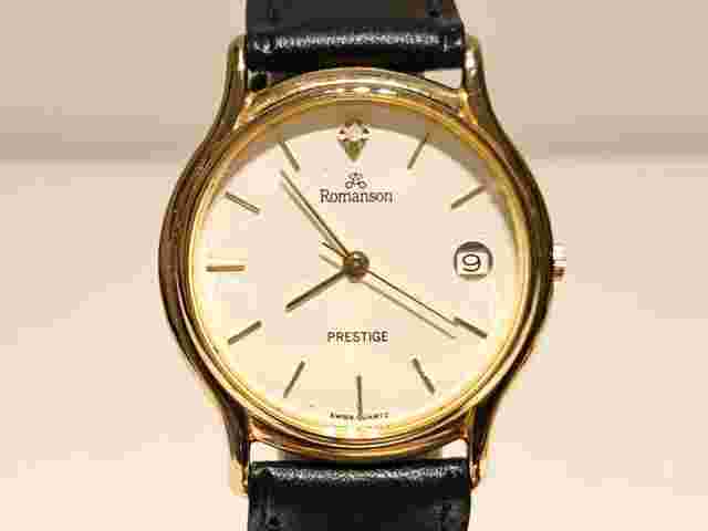 RETRO LUXURY 24K GOLD PLATED MEN'S LADIES SWISS QUARTZ WATCH "ROMANSON" PRESTIGE