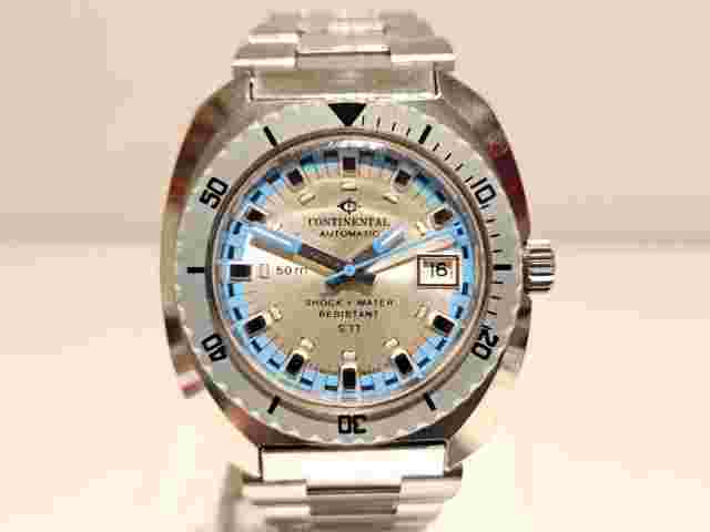 VINTAGE RARE DIVER STYLE 50m SWISS MEN'S CHROMED AUTOMATIC WATCH"CONTINENTAL"S77
