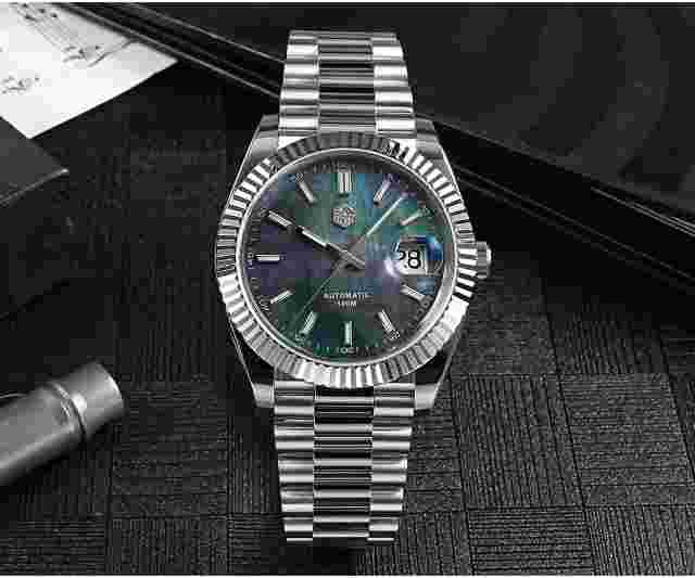 San Martin Classic Dress Men Watches PT5000 MOP Automatic Stainless Steel Watch