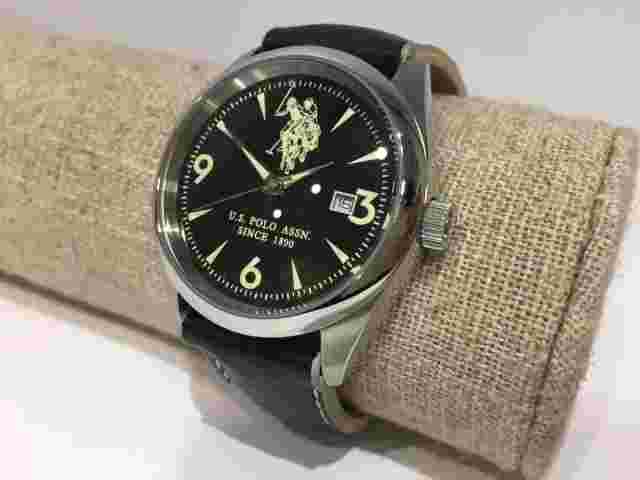 U.S. Polo Assn. Sport Black Steel Leather Watch 39 Mm