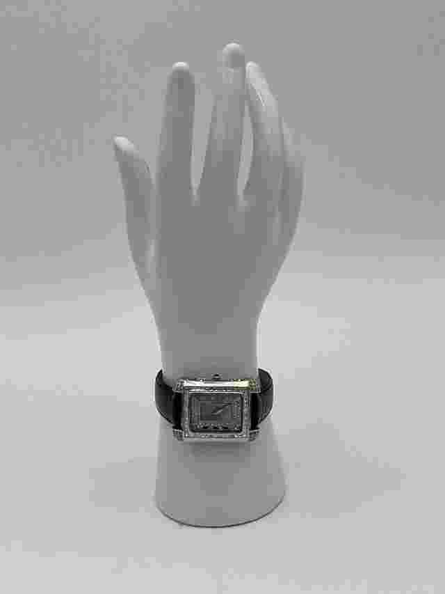 Nolan Miller Women's Crystal Analog Black Leather Band Watch New Battery