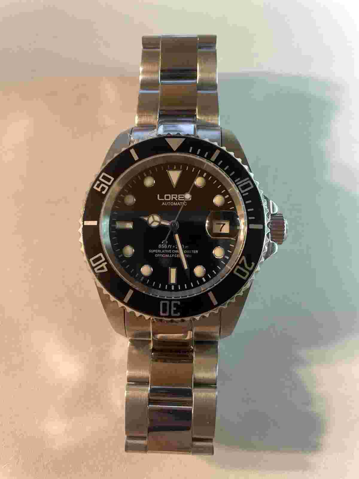 Loreo Mens Diver Automatic Date L9201G Black Dial - USA Seller