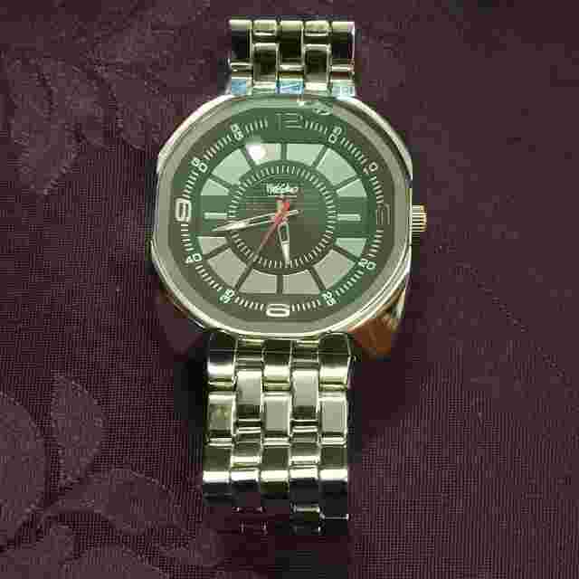 Mossimo Silver Tone Stainless Steel Mirror Dial Men's Watch MM90292