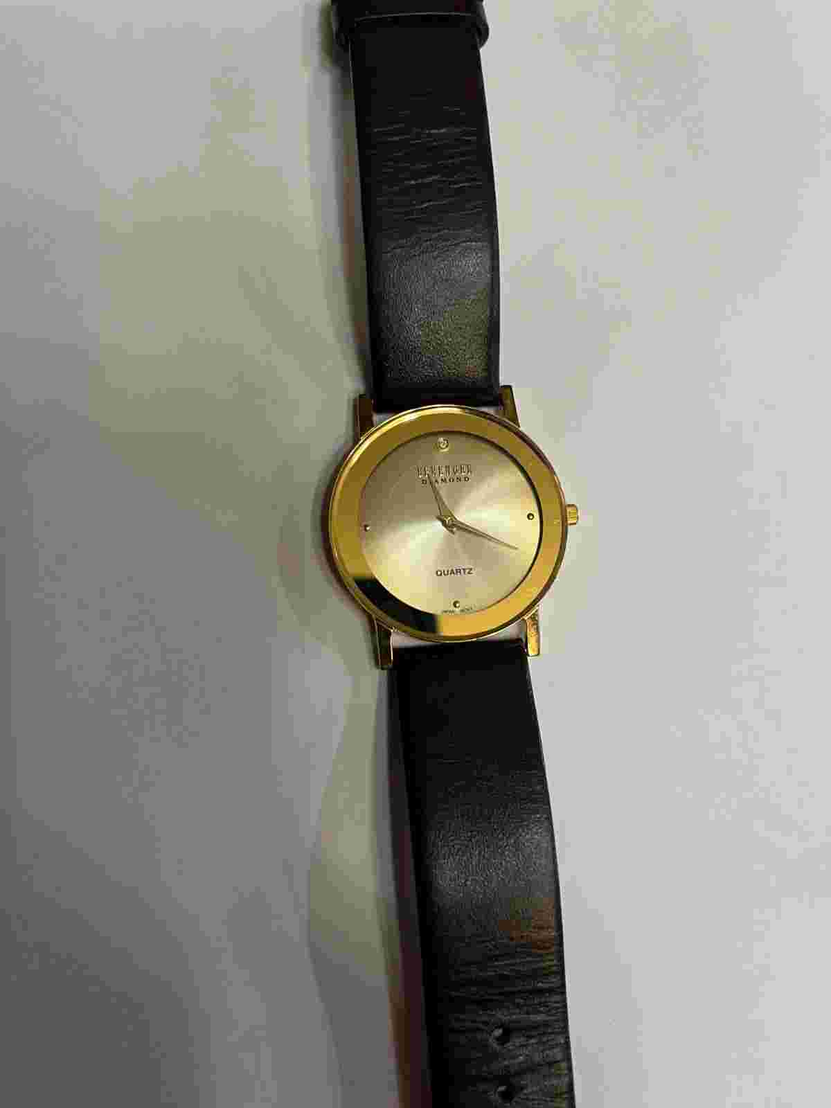 Berenger Diamond Quartz Watch, Genuine Leather, Genuine Diamond, Ships ASAP