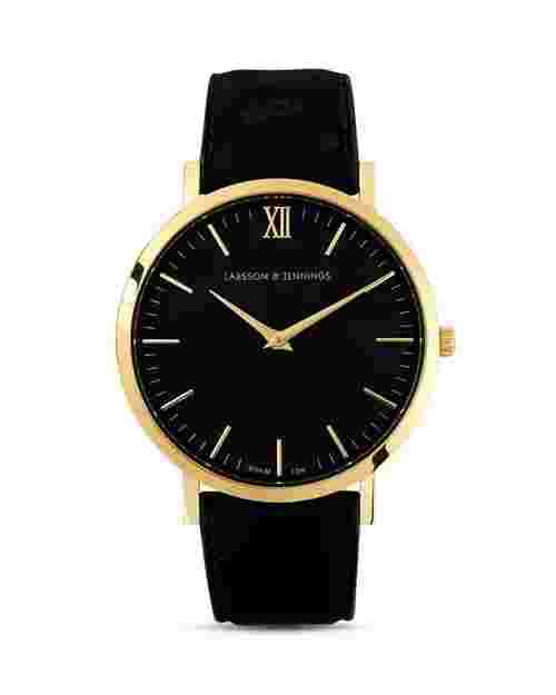 Larsson & Jennings Lugano Black Leather 40mm Gold Black