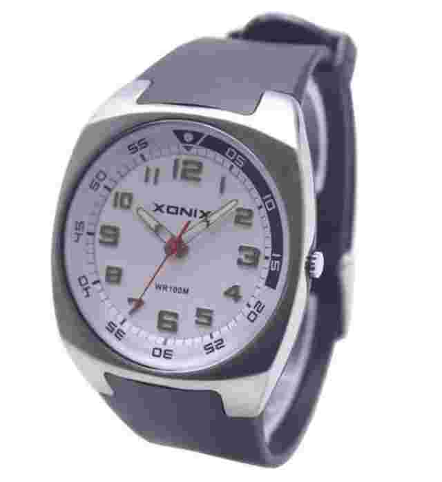 Xonix Men Sports Watches Quartz WR100M Swim Wristwatch Japan Mov't Rubber Strap