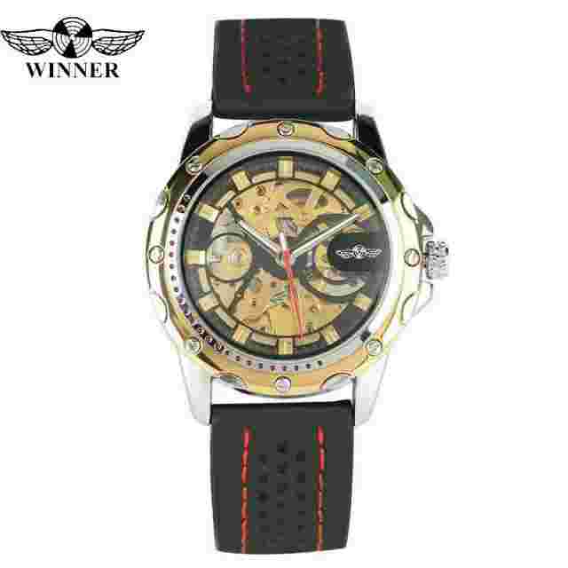 Top WINNER Silicone Band Men's Military Sport Automatic Mechanical Wrist Watches