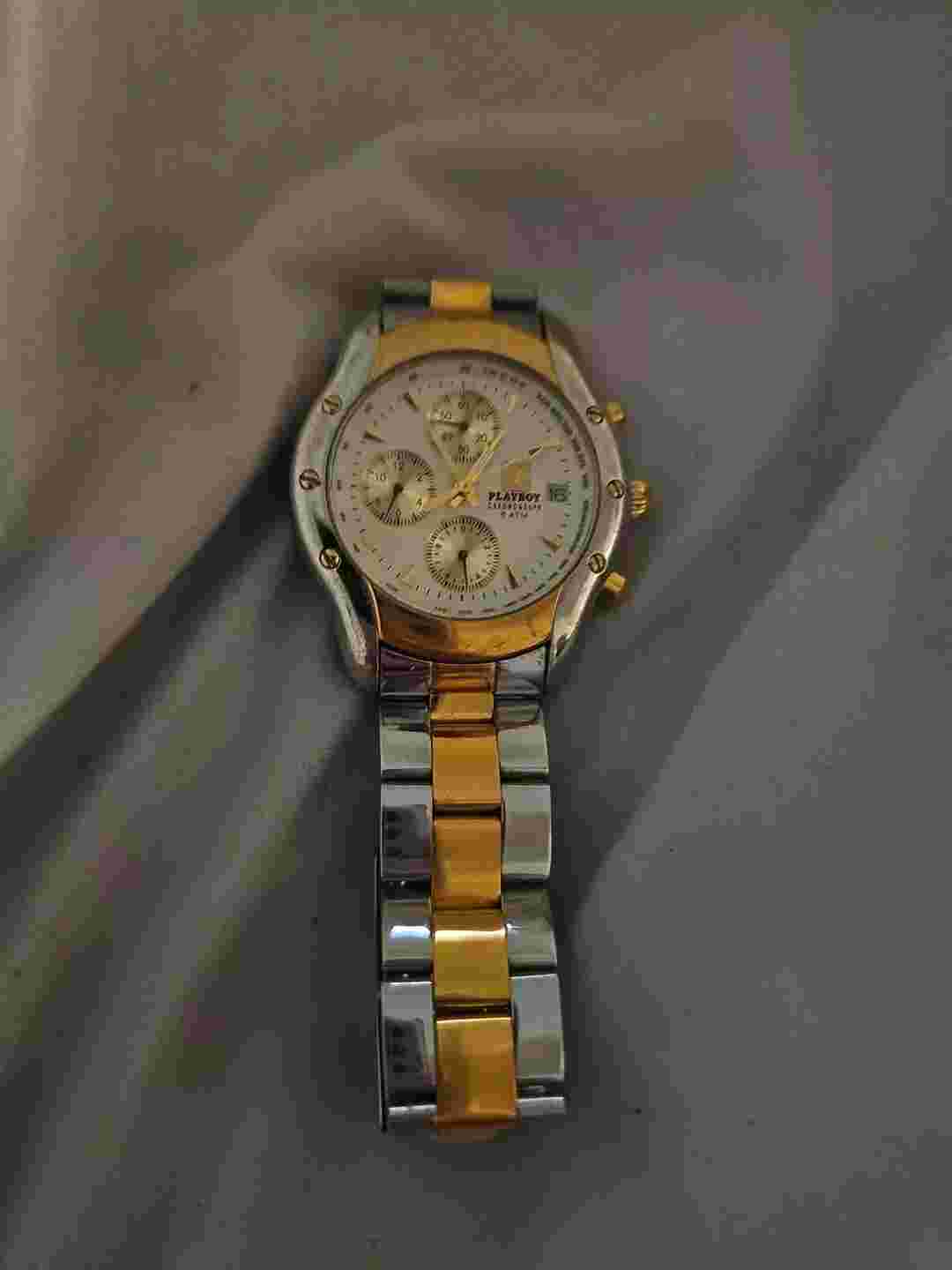 Playboy Two Toned Chronograph Watch!! Vintage And Hard To Find!! Heff!! RIP!!