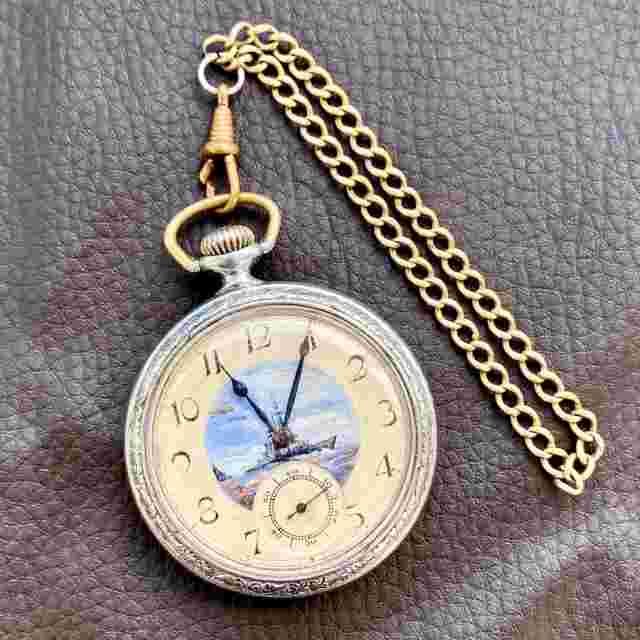 ❗️Vintage Pocket Watch from 1940 ❗️ Unique drawing CRUISER  ‼️After SERVICED