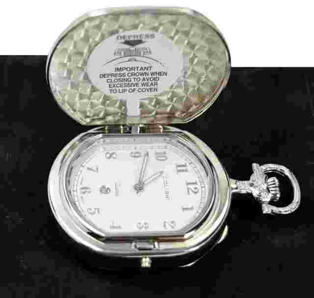 NEW Colibri Polished Stainless Steel Quartz Pocket Watch with Date