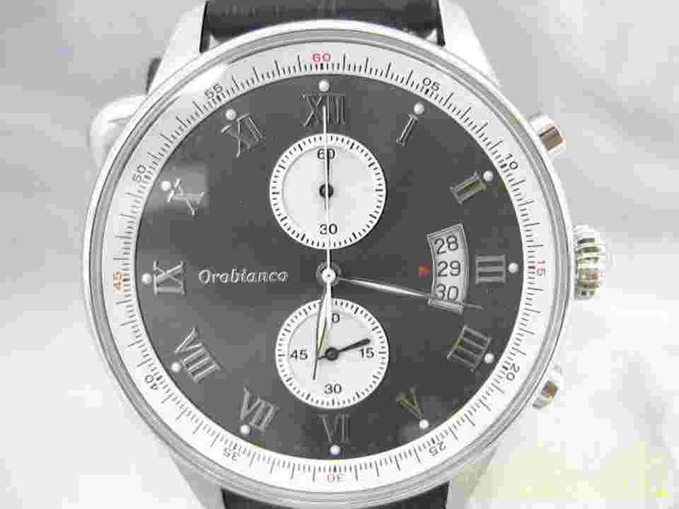 Orobianco OR-0040 Quartz Analog Watch, Silver Case, Leather Strap