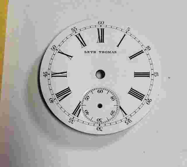 Vintage NOS Seth Thomas Enamel Pocket Watch Dial Part Fits 0 Size Movements ST-R