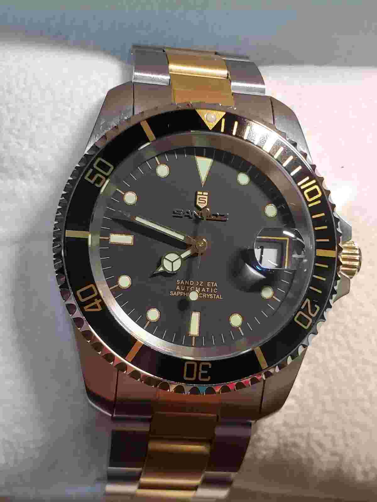 Sandoz Incabloc Submariner Black Dial ETA 2824-2 Automatic Gents Watch