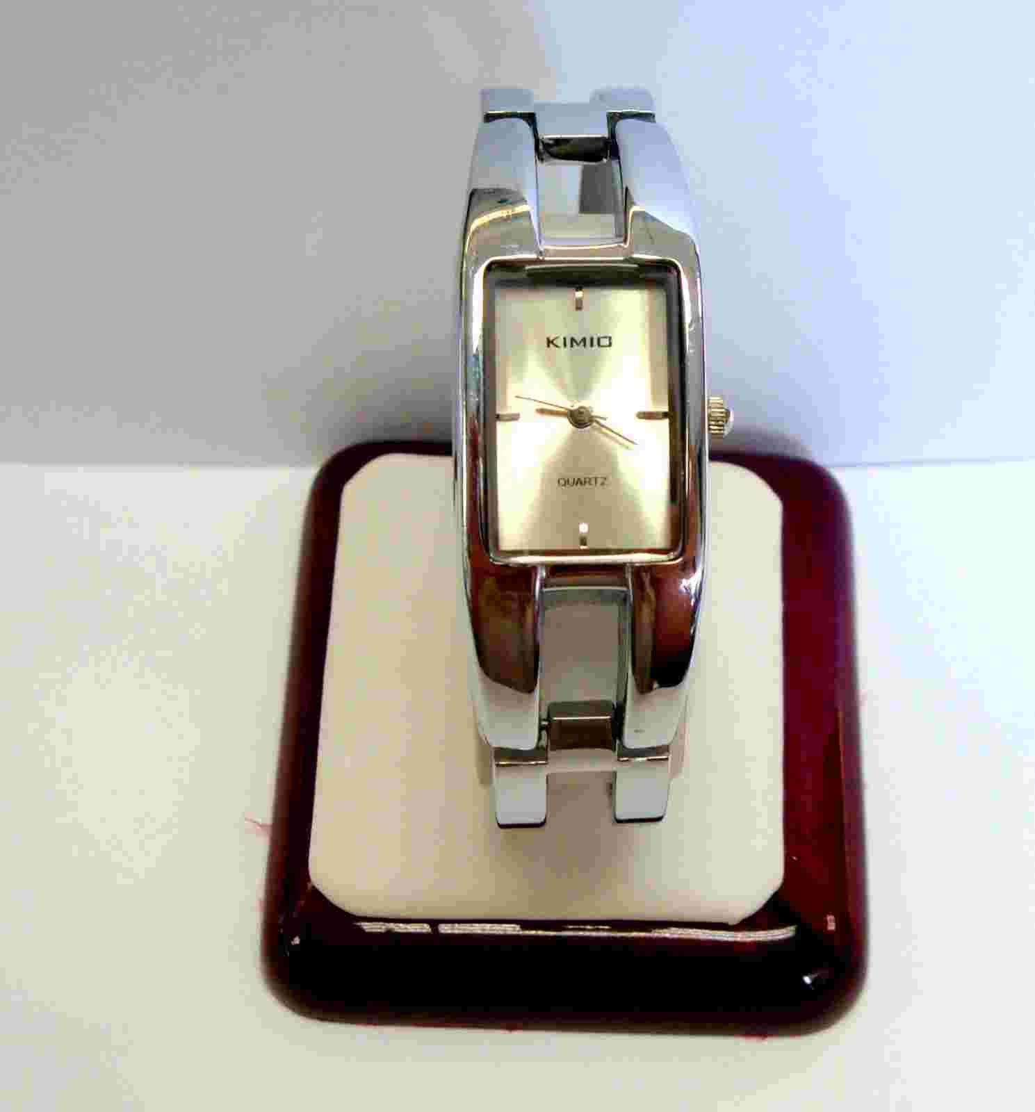 Kimio Silver Tone Stainless Steel Ladies Watch Bangle