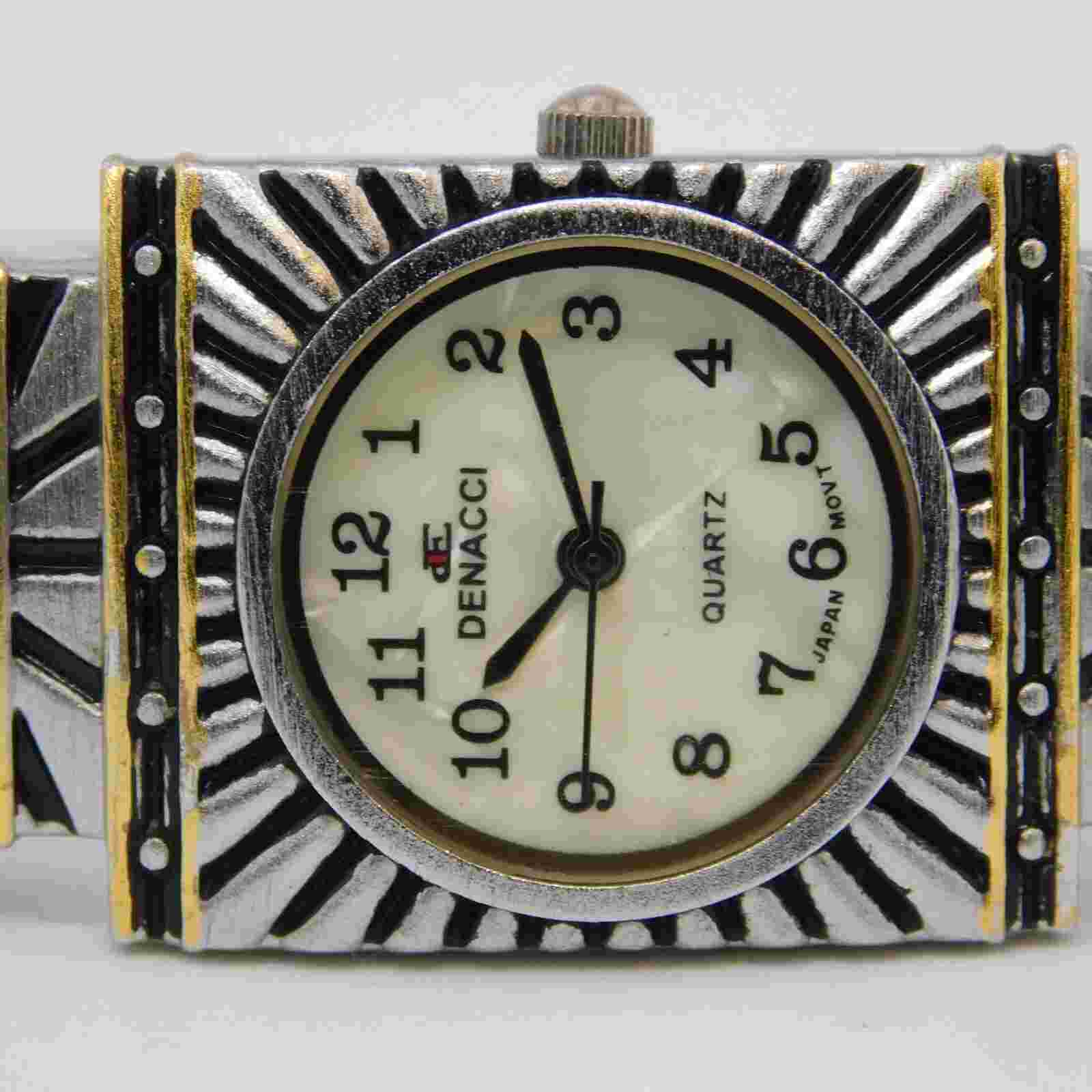 DENACCI GT-334 Cuff Bracelet Quartz Analog Women's Watch Sz. 5 3/4" New Battery