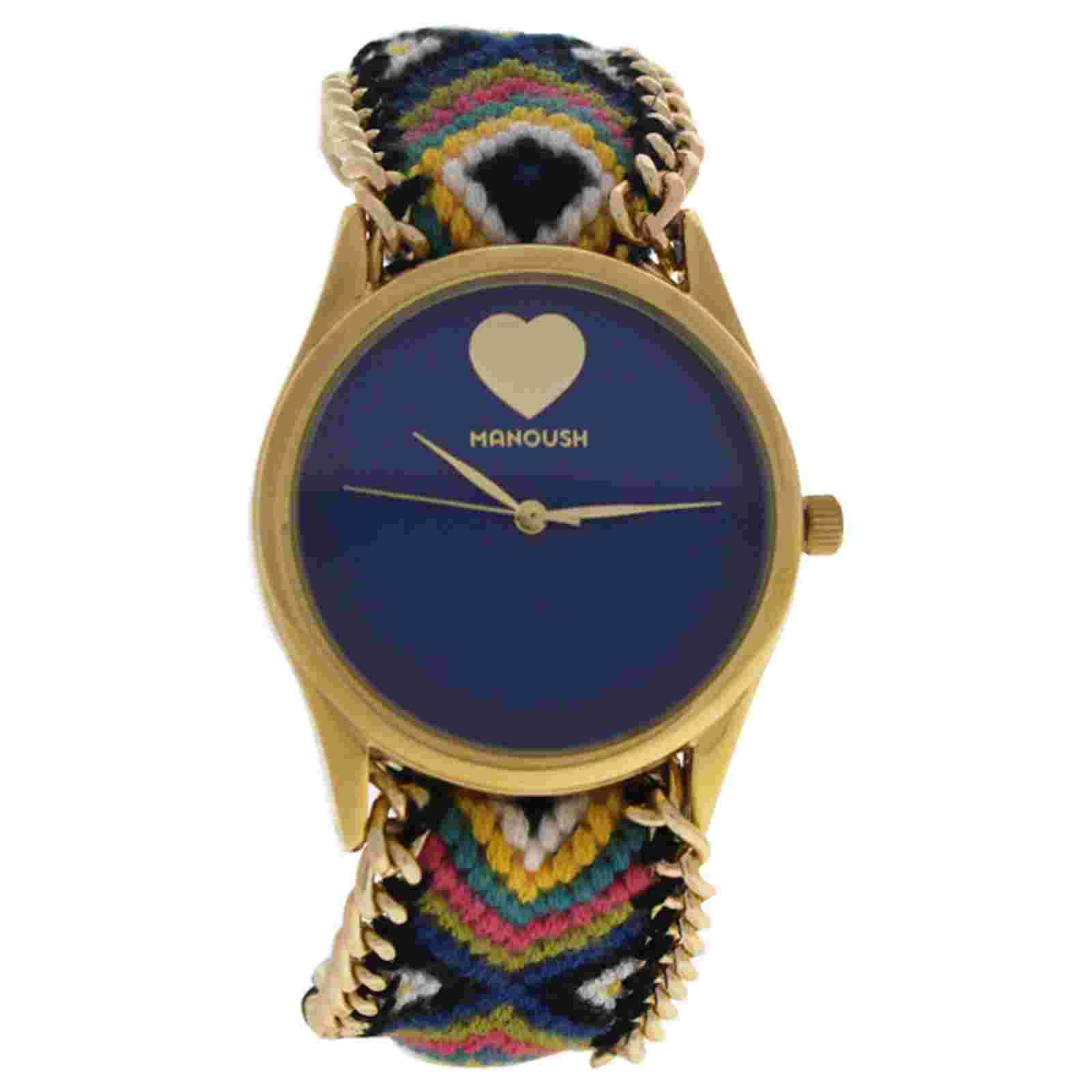 Mshhibc Hindi Heart - Gold/blue Nylon Strap Watch Manoush 1 PC