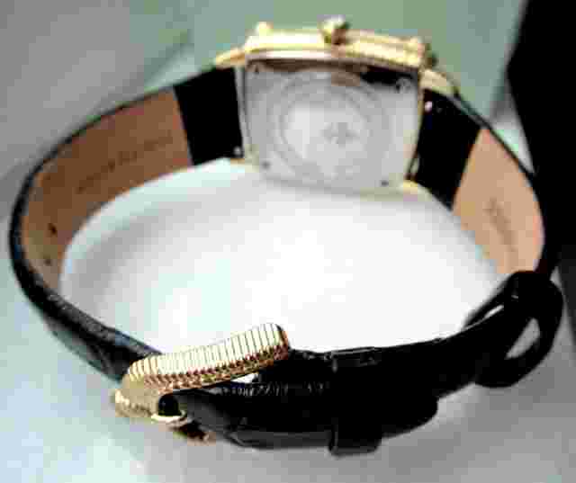 Judith Ripka Gold-Tone Stainless Steel Black Leather MOP Olivia Watch NEW JR Box