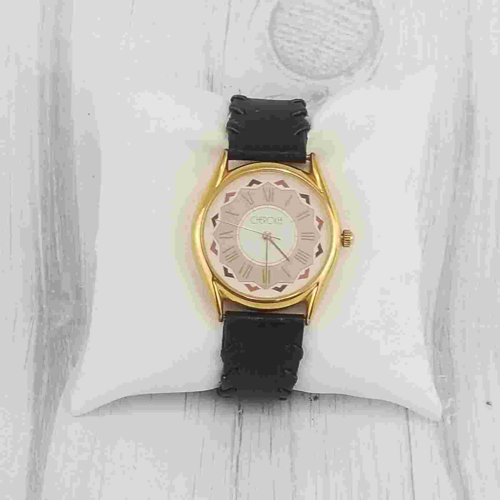 Cherokee Vintage Ladies Wrist Watch Braided Southwestern Black Leather New Batte