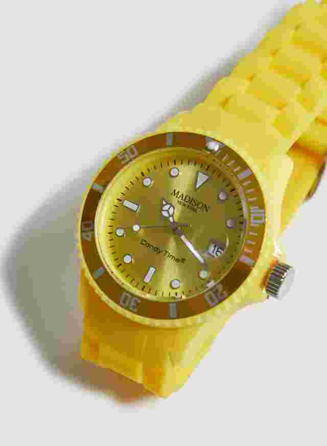 Madison New York Candy Time Original Silicone Quartz Watch in Yellow