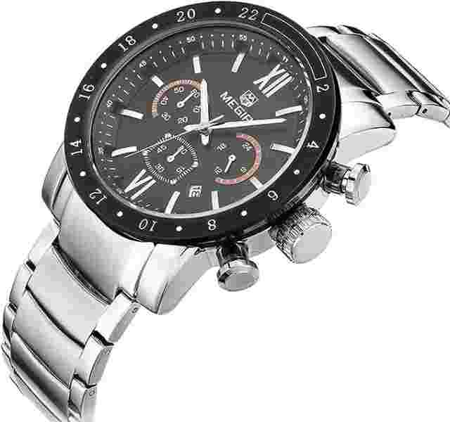 Megir 3008 Luxury Chronograph Quartz Waterproof Diver Men Stainless Steel Watch