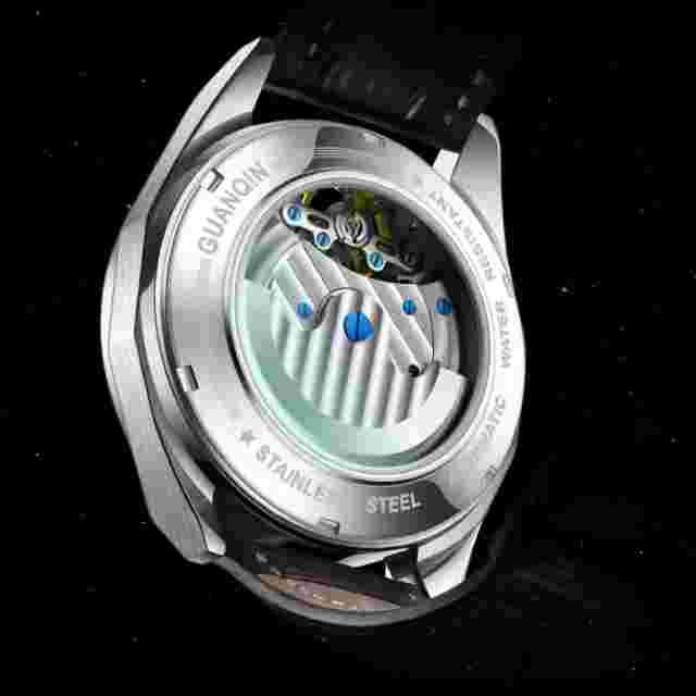 GUANQIN Men's Watches Starry Sky Dial Watch for Men Leather Strap Watches Mens