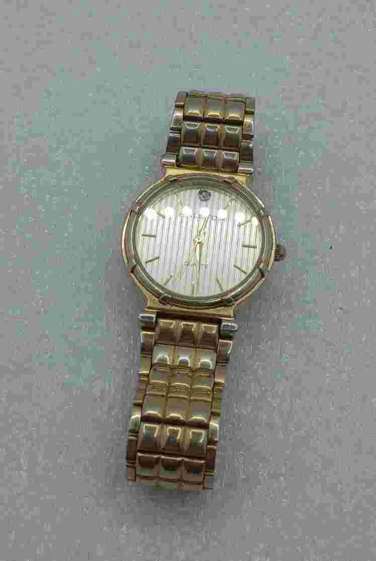 Vintage Halston Men’s Gold Tone Quartz Watch ~Swiss Movement Parts~ Used