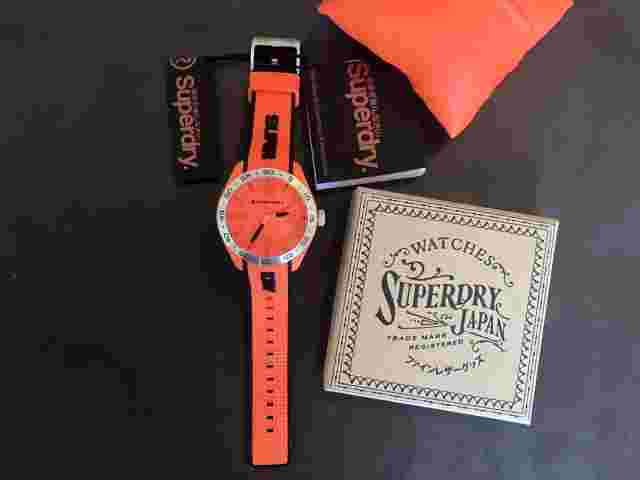 Superdry Men's Navigator Watch Stainless  SYG2130 Orange Dial Silicone Strap