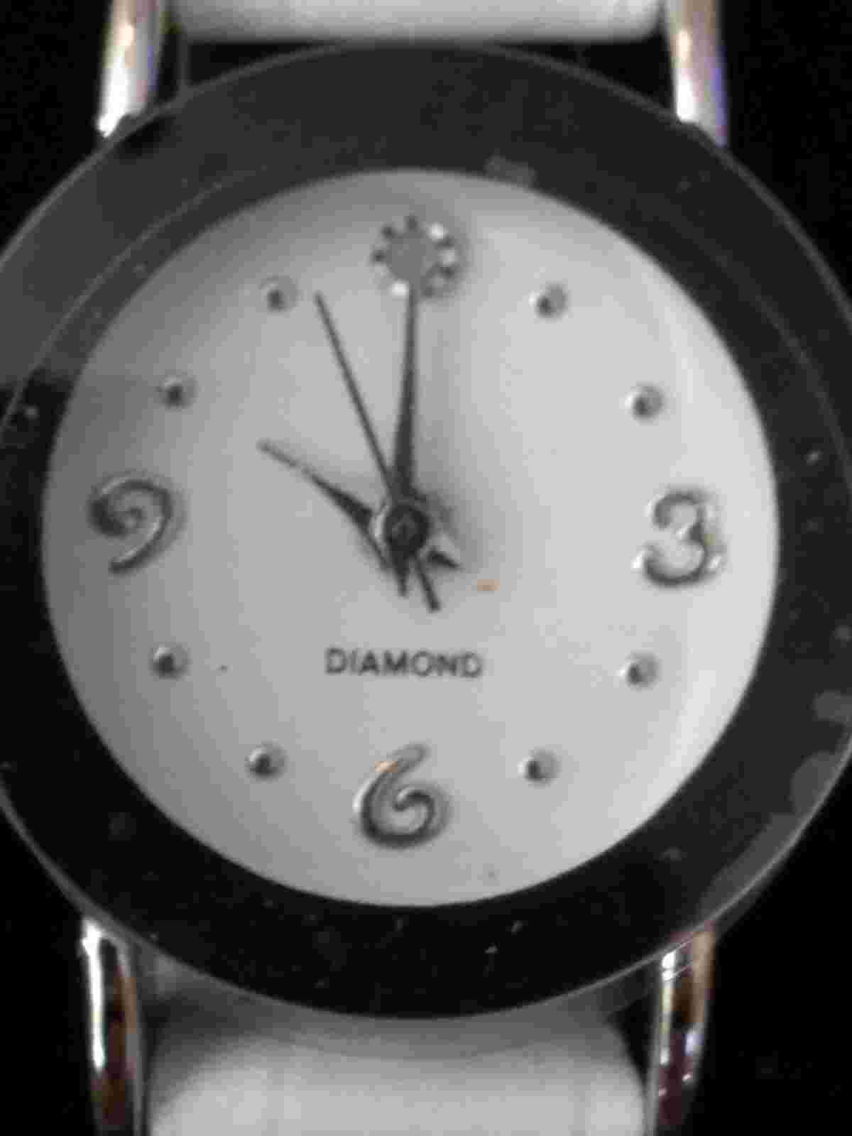 Women's Genuine Diamond Accent Watch, White Band, New